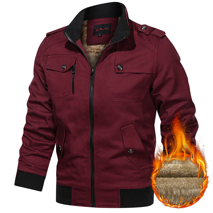 Herren nan gefütterte Utility-Bomberjacke mit Teddyfutter, Schulterpatten und multifunktionalen Taschen Echo Archiv