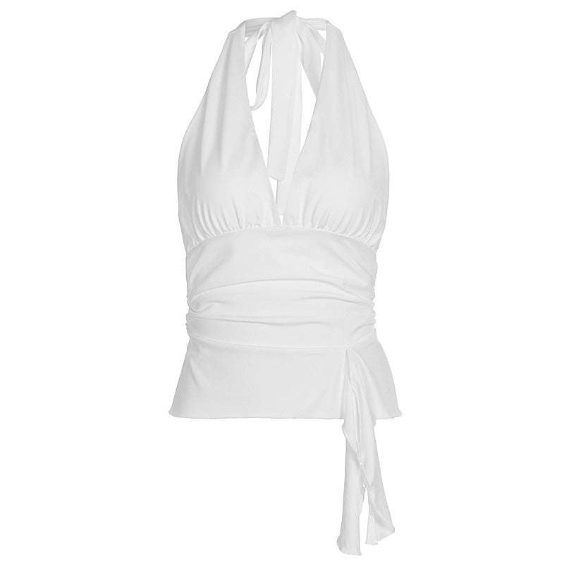 Damen elegantes Wickeloberteil mit Halterneck und Raffung Echo Archiv