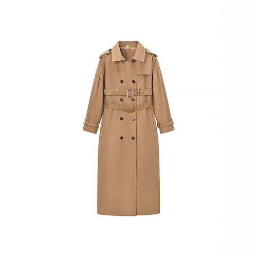Damen nan langer taillierter Trenchcoat mit doppeltem Gürtel und Schalkragen Echo Archiv