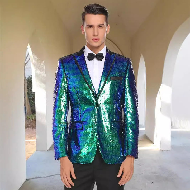 Herren Glitzernder Smokingblazer mit modernem Pailletten-Design Echoarchiv