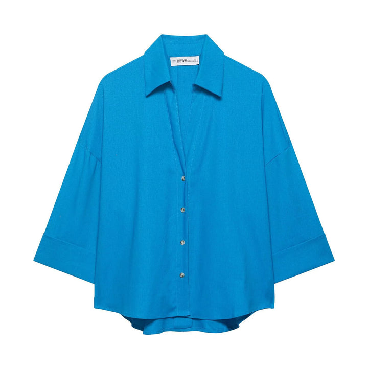 Damen Oversized-Hemdbluse mit kastiger Silhouette, weiten Kimonoärmeln und abgerundetem Saum Echo Archiv