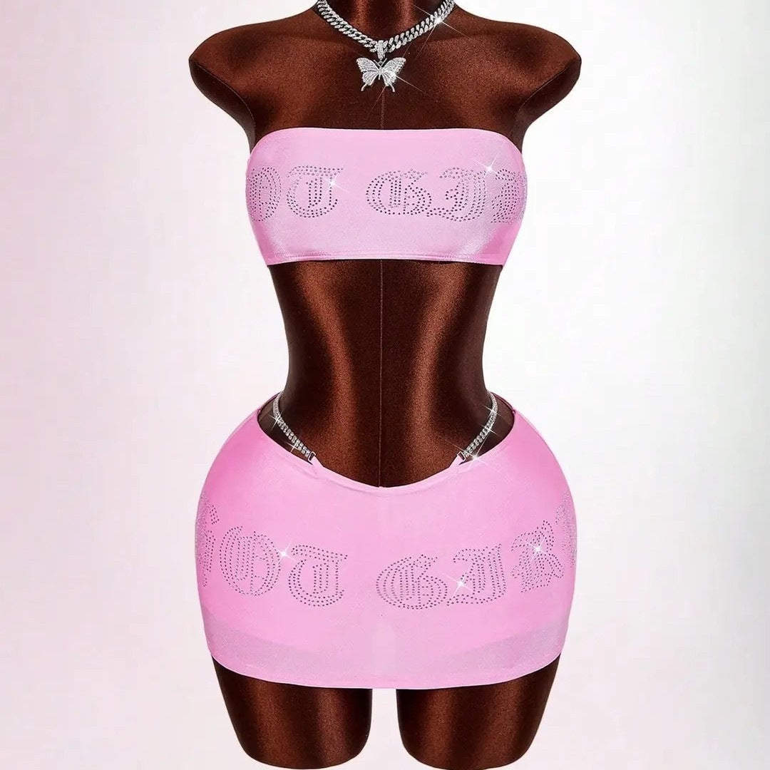 Damen Bandeau Top mit funkelndem Schriftzug Echo Archiv