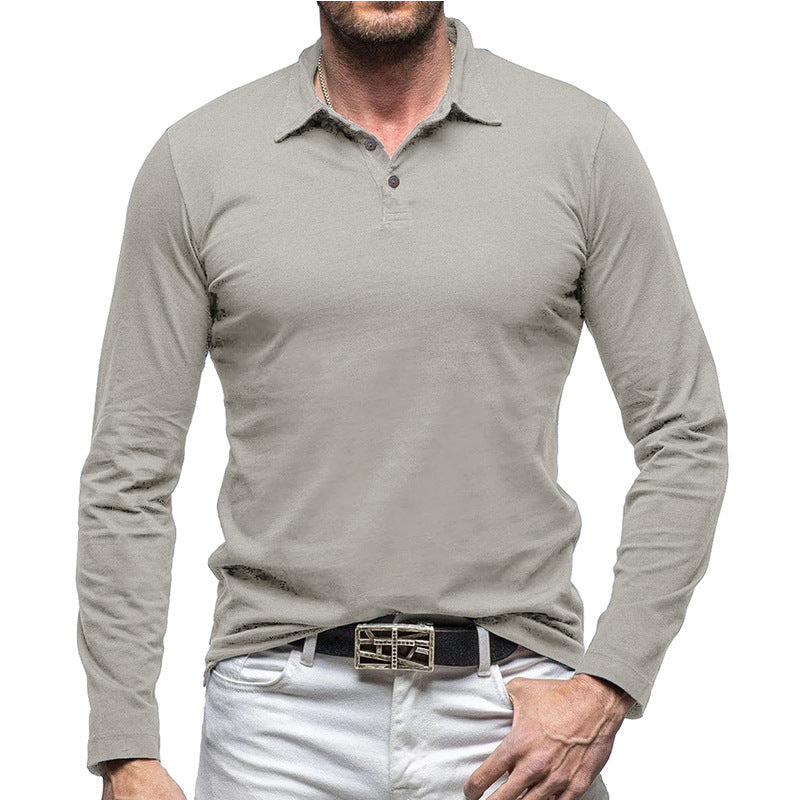 Herren Langarm-Polohemd mit modischem Kragen und hochwertiger Baumwolle Echoarchiv