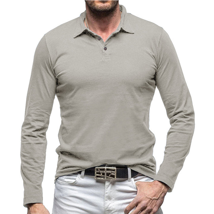 Herren Langarm-Polohemd mit modischem Kragen und hochwertiger Baumwolle Echoarchiv