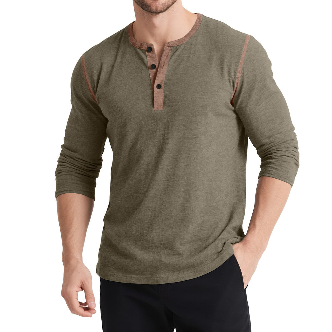 Herren sportliches Longsleeve Oberteil mit Knopfleiste Echoarchiv