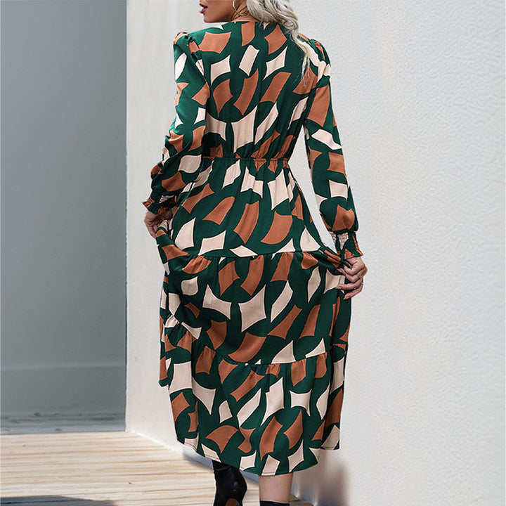 Damen Langes Maxikleid mit Volant und Knopfdetails Echo Archiv