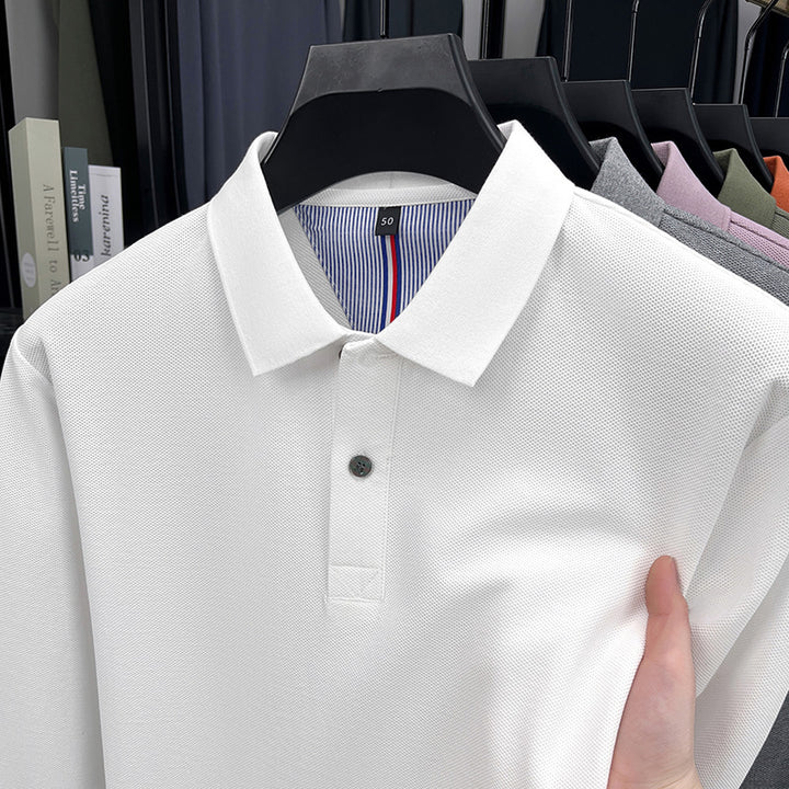 Herren Langärmliges Polohemd mit strukturiertem Design und atmungsaktiven Eigenschaften Echoarchiv