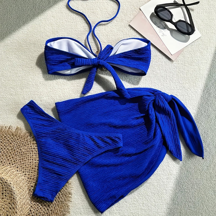 Damen Bandeau-Bikini-Set mit verspieltem Wickelrock und funkelndem Starfish-Detail Echo Archiv