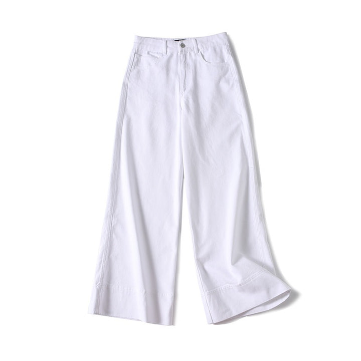 Damen Weite hochtaillierte Palazzo-Hose aus Baumwollmix mit Umschlagsaum Echo Archiv