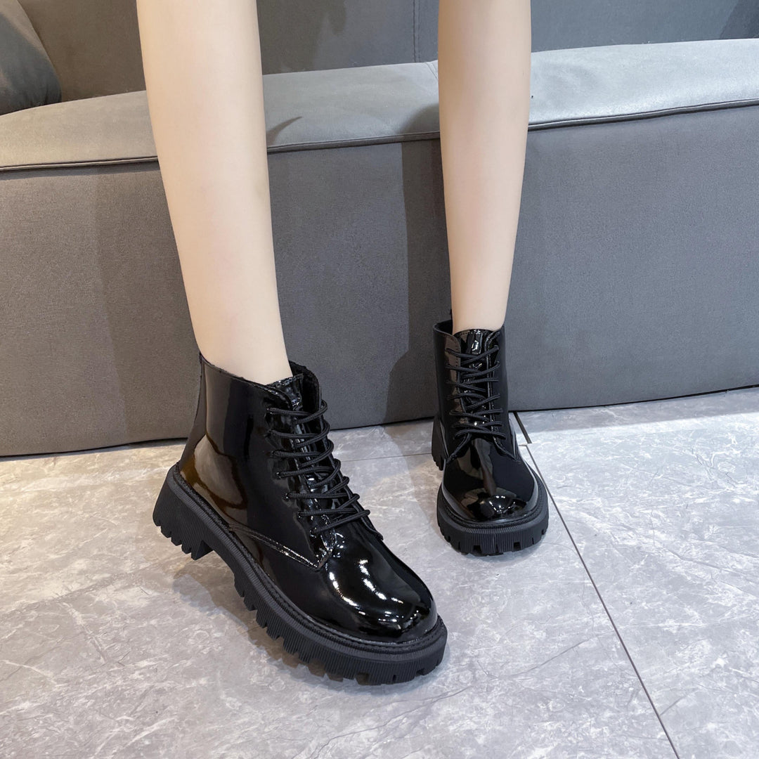 Damen Schnürbiker-Stiefelette mit profilierter Plateausohle Echoarchiv