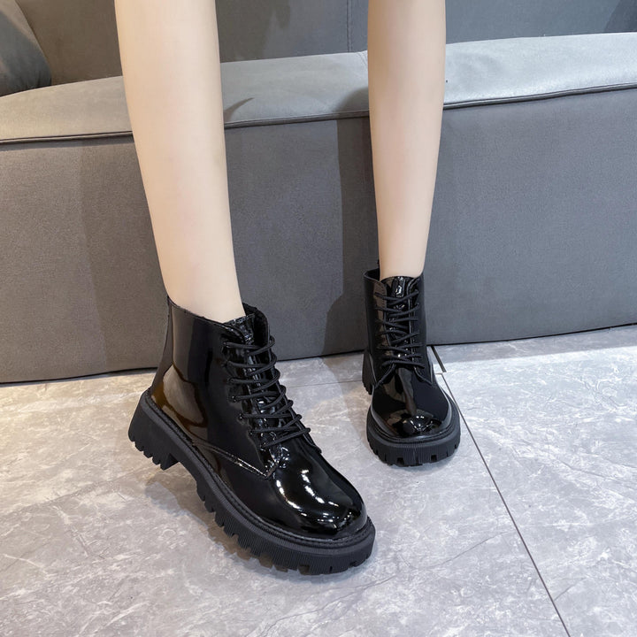 Damen Schnürbiker-Stiefelette mit profilierter Plateausohle Echoarchiv