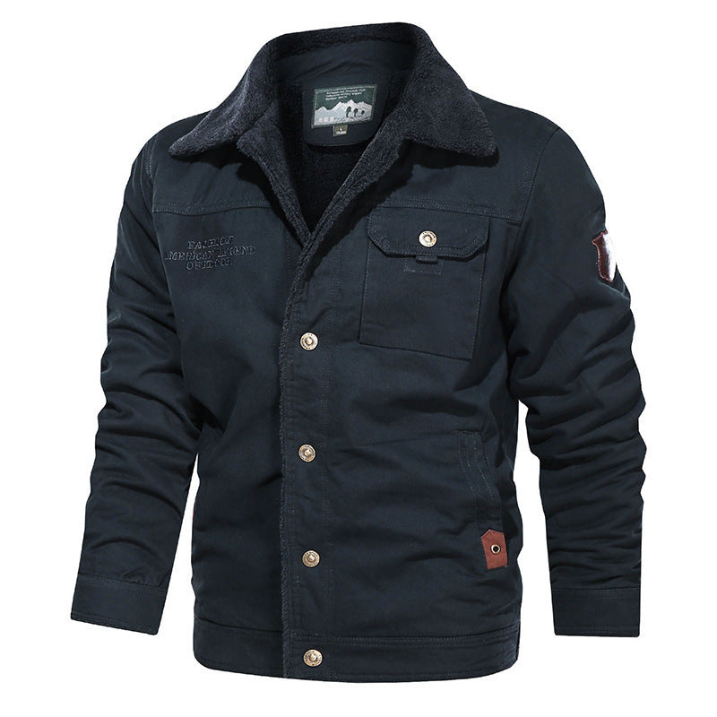 Herren nan gefütterte Canvas-Fieldjacke mit Teddyfutter, Brustklappe und Druckknopffront Echo Archiv