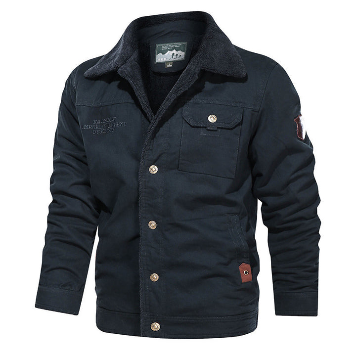 Herren nan gefütterte Canvas-Fieldjacke mit Teddyfutter, Brustklappe und Druckknopffront Echo Archiv