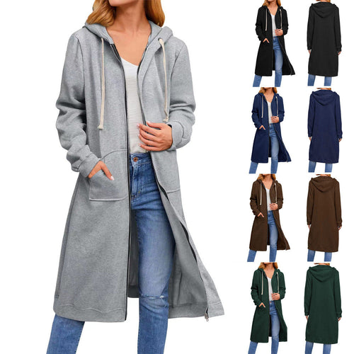 Damen Long Hoodie-Jacke aus bequemen SwEchoarchivtmaterial mit Taschen Echoarchiv