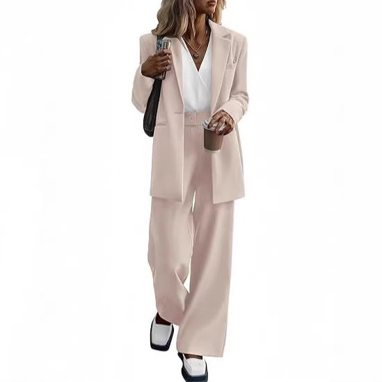 Damen Oversize-Hosenanzug mit Longblazer und weiter Bundfaltenhose – Avérine