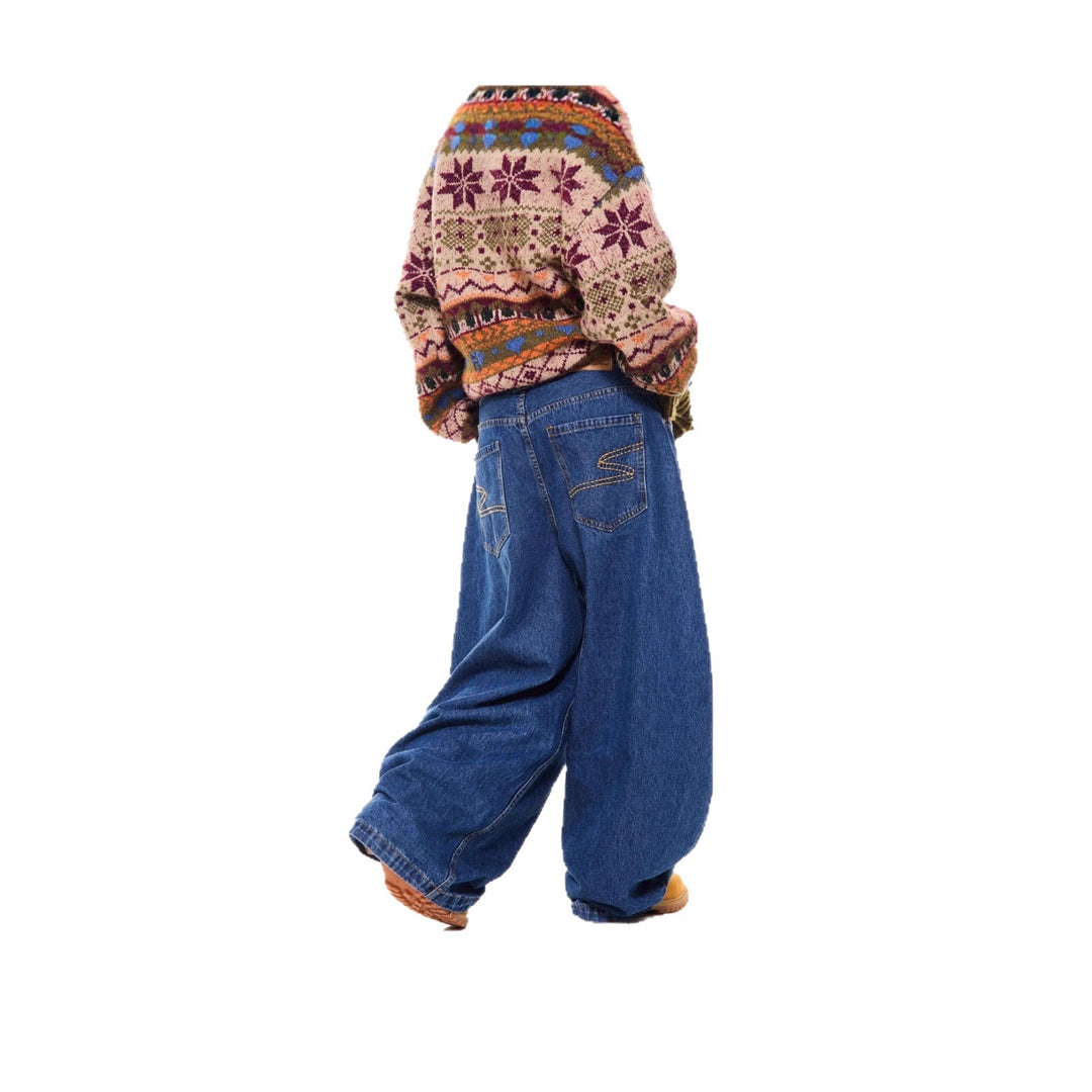 Damen Gemusterter Pullover mit Knopfleiste Echoarchiv