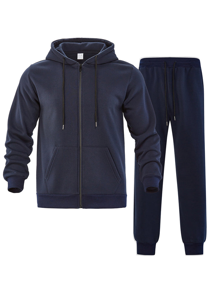 Herren zweiteiliges Jogginganzug-Set mit durchgehendem Reißverschluss Kapuzenjacke und taillierter Jogginghose – Marzano