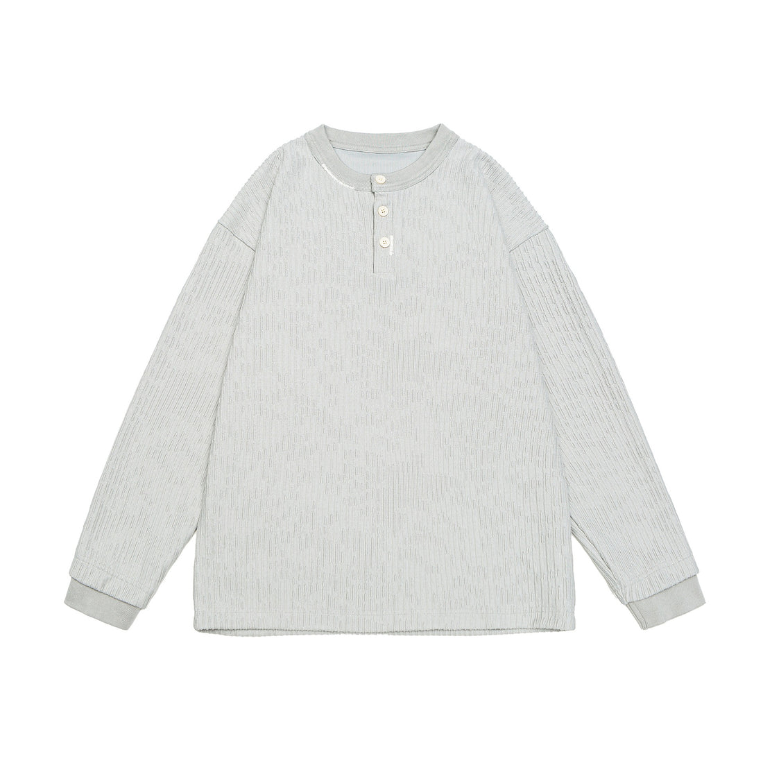 Unisex Gerippter Henley-Pullover mit Knopfleiste Oversize-Schnitt Echoarchiv