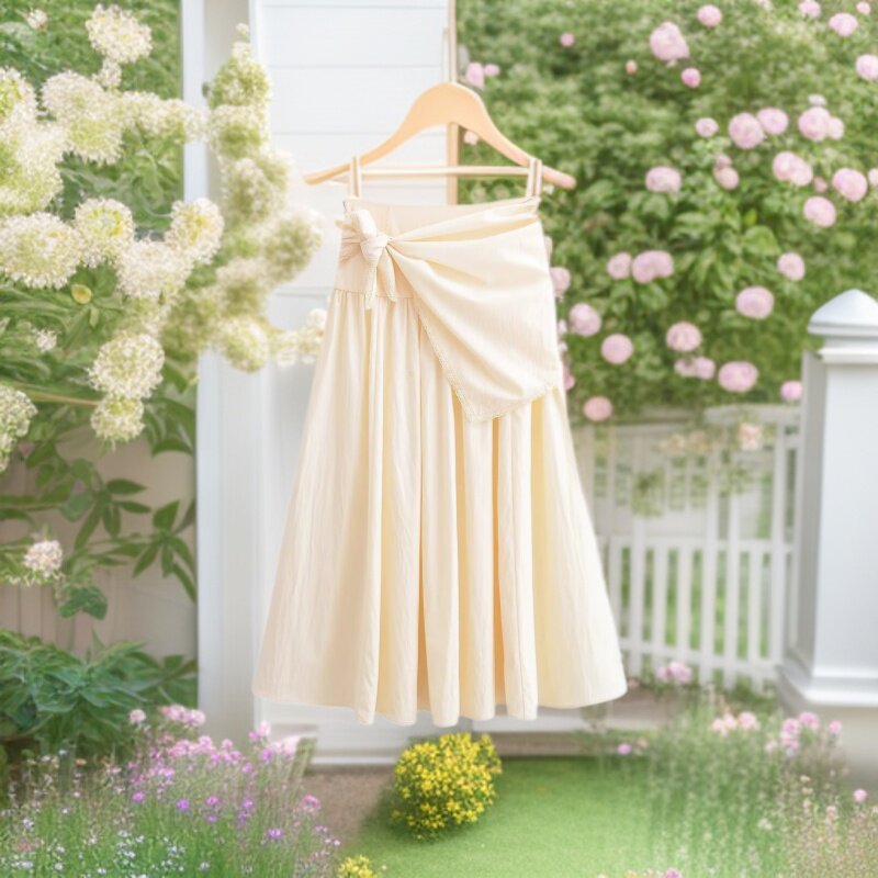 Damen Midirock mit Wickel-Overlay, hoher Taille und Spitzenbesatz Echo Archiv