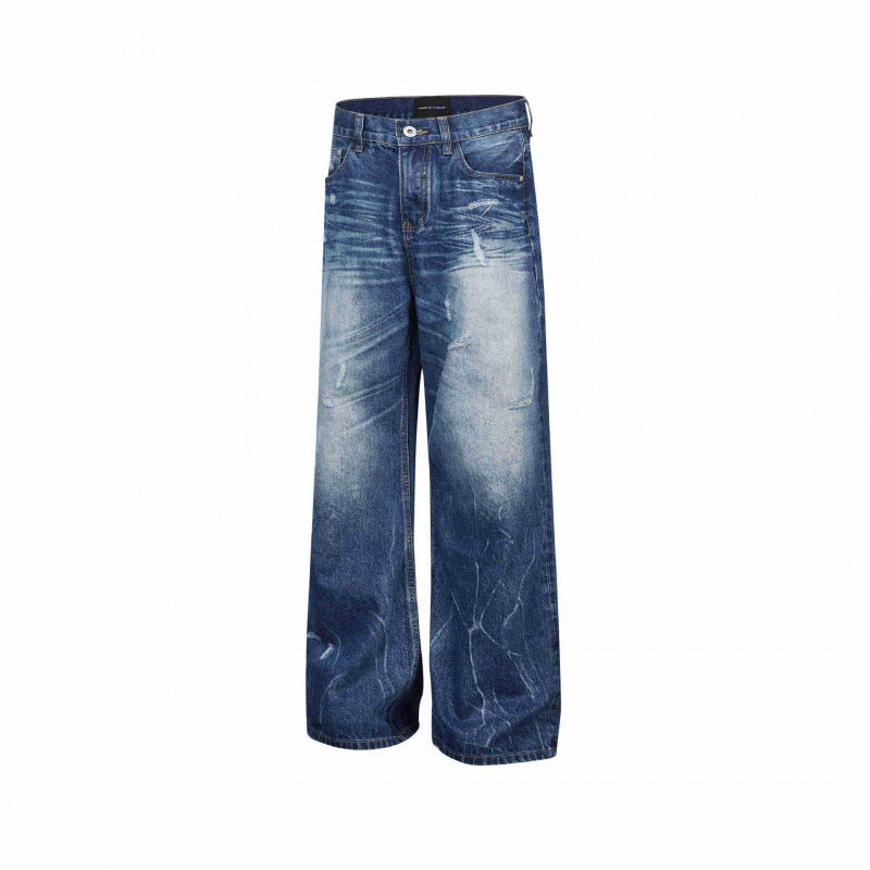 Damen Weitgeschnittene Highwaist-Jeans mit Used-Effekt, Distressed-Details und Fünf-Taschen-Schnitt Echo Archiv