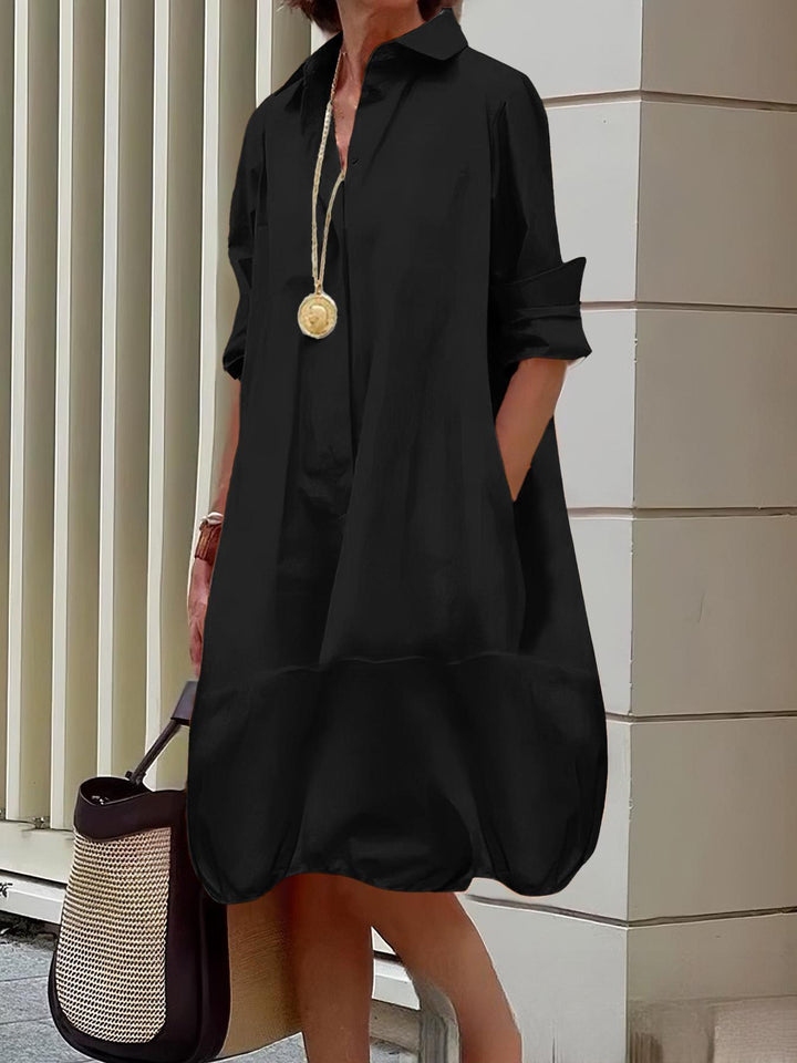 Damen Lässiges Hemdblusenkleid mit weit geschnittenem Saum Echoarchiv