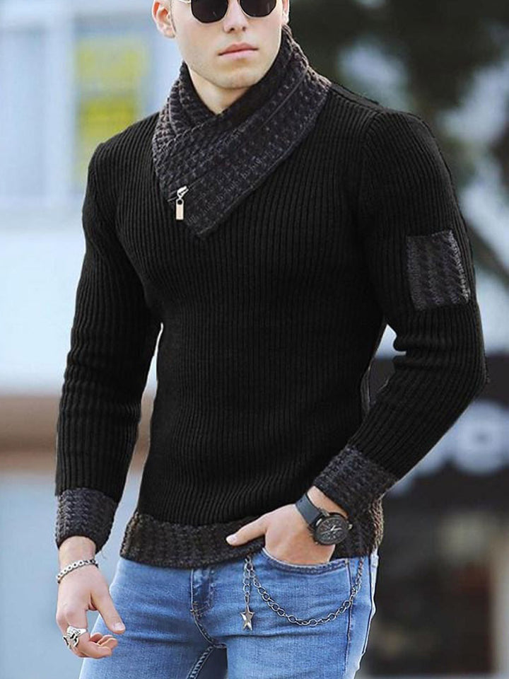 Herren strukturierter Pullover mit modernem Stehkragen Echoarchiv