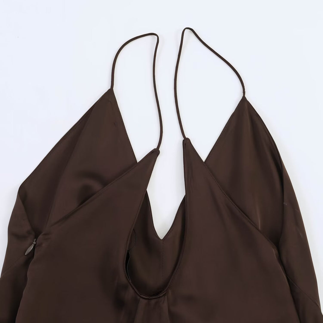 Damen Maxikleid mit elegantem asymmetrischen Saum und feinem V-Ausschnitt Echo Archiv
