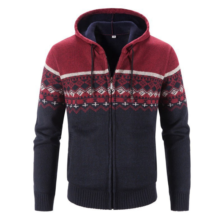 Herren Strickjacke mit Kapuze und eleganten Mustern Echoarchiv