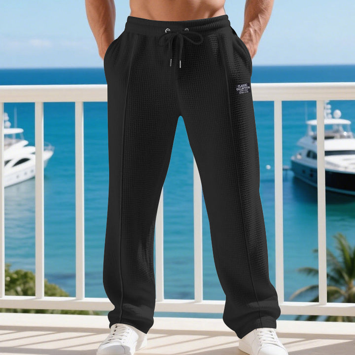 Herren Lässige Waffelstruktur-Jogginghose mit Kordelzug und seitlichen Eingrifftaschen Echoarchiv