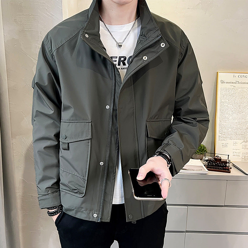 Herren trendige Feldjacke mit praktischen Taschen und verstellbarem Kragen Echoarchiv