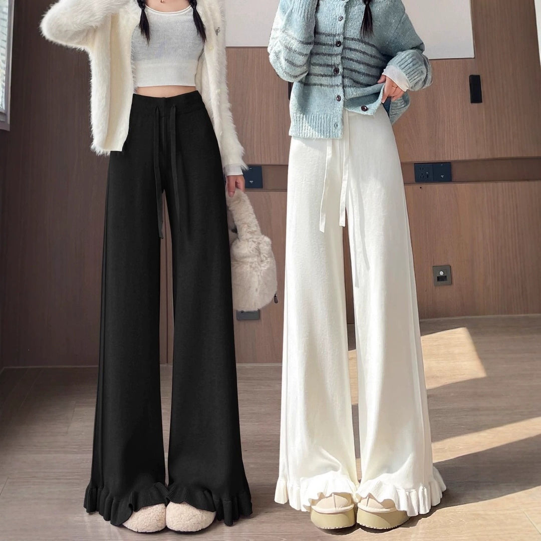 Damen Elegante, weiche Lounge-Hose mit Rüschenabschluss Echo Archiv