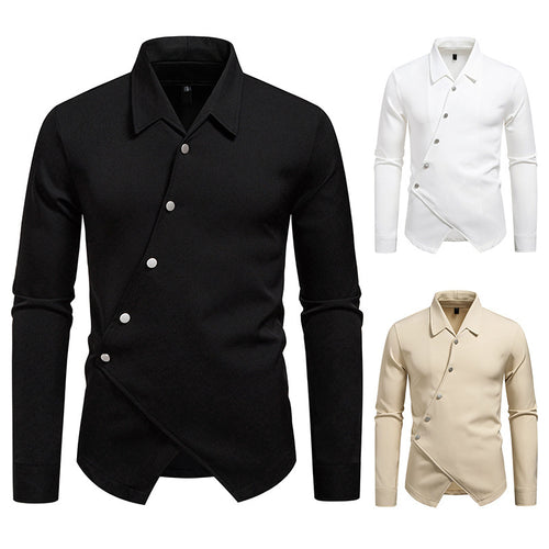Herren modisches Hemd mit asymmetrischem Knopfdesign und eleganter Passform Echoarchiv