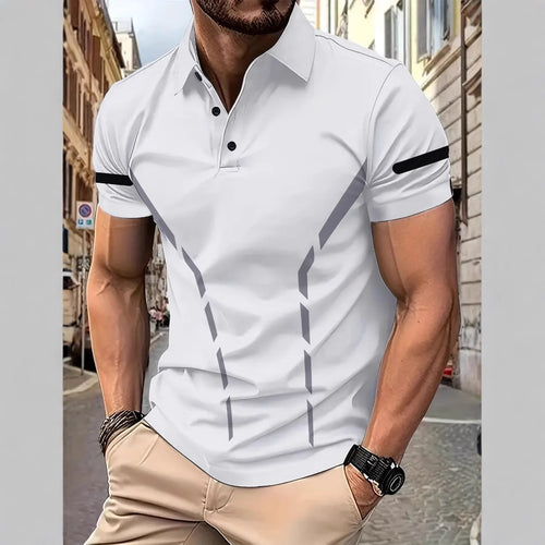 Herren Poloshirt mit modernem sportlichem Schnitt und dynamischen Akzentlinien Echoarchiv