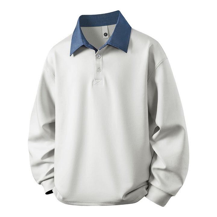 Herren Oversized Sweatshirt mit kontrastierendem Hemdkragen und Polo-Platz – Marzano
