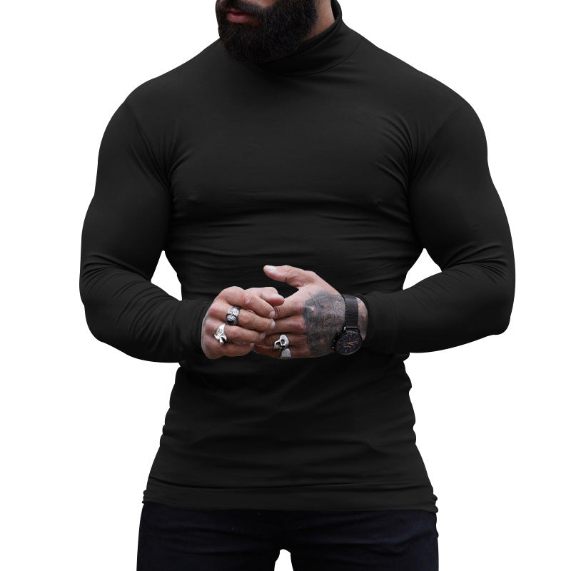 Herren langärmliges T-Shirt mit Stehkragen und figurbetonter Passform Echoarchiv