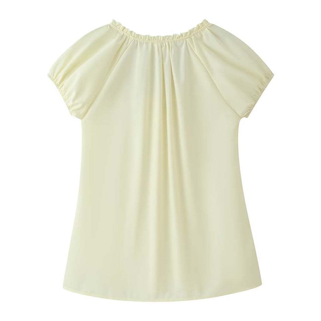Damen Schlichte Chiffonbluse mit Rüschensaum, kurzen Ärmeln und Biesen-Front Echo Archiv