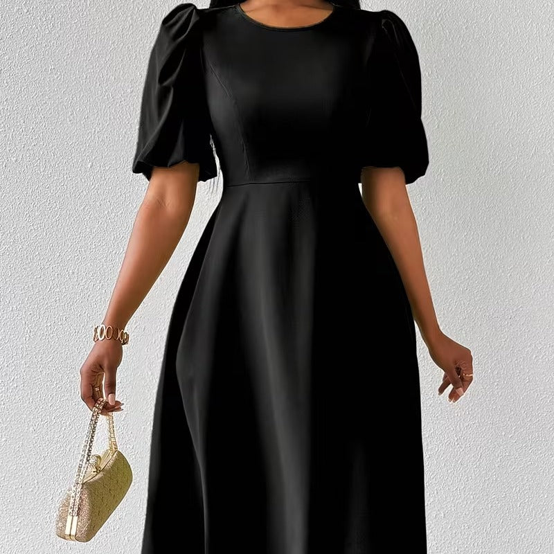 Damen Midi-Kleid mit Puffärmeln und schwingendem Saum Echo Archiv
