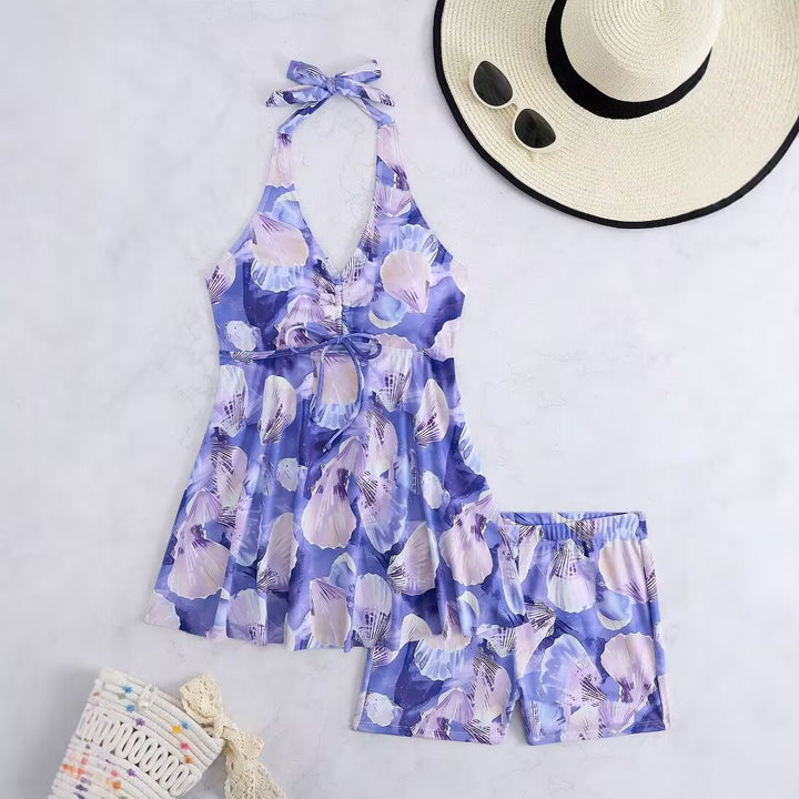 Damen Tankini-Set mit romantischem floralen Design und verstellbarem Oberteil Echo Archiv