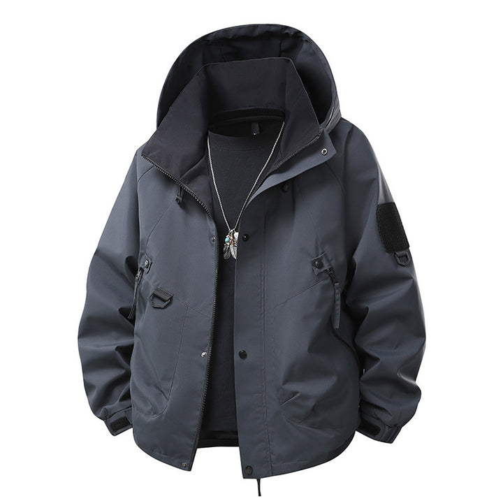 Herren Nano wind- und wasserdichte Softshell-Outdoojacke mit verstaubarem Kapuze, Utility-Taschen und verstellbaren Manschetten – Taviero