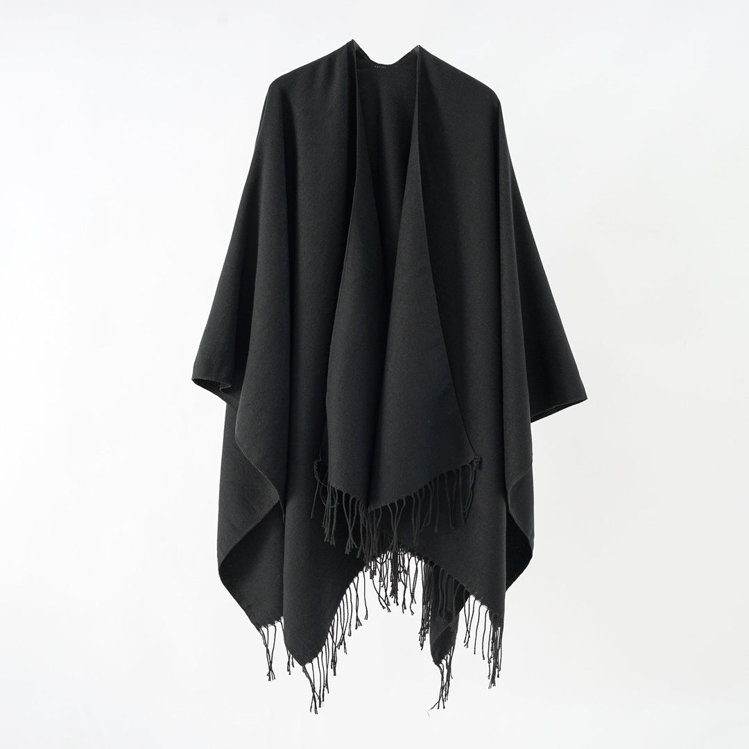 Damen Modischer Fransen-Poncho Aus Weichem Material mit Luxuriösem Fall Echoarchiv