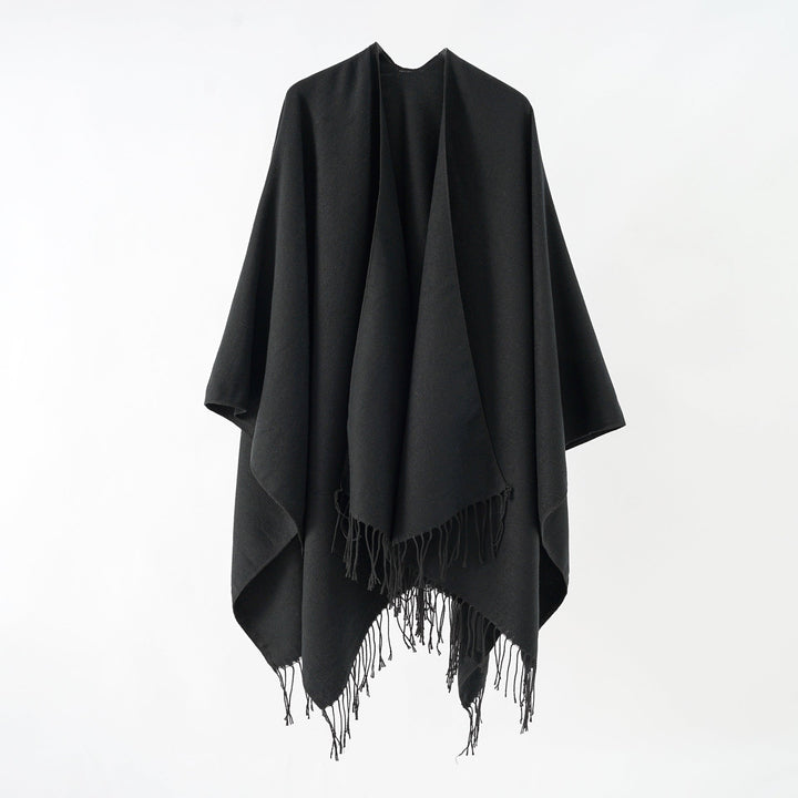 Damen Modischer Fransen-Poncho Aus Weichem Material mit Luxuriösem Fall Echoarchiv