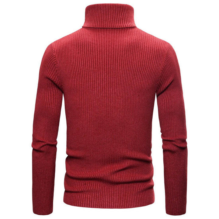 Herren Ripp-Strickpullover mit hohem Kragen und körpernahem Schnitt Echoarchiv