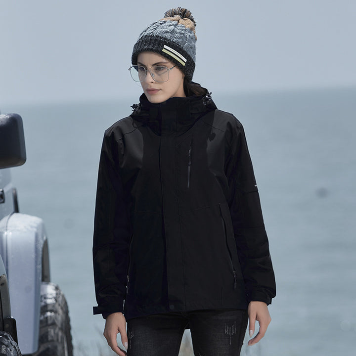 Damen Wasserdichte Outdoorjacke mit Kapuze, atmungsaktiver Membran und Multifunktions‑Reißverschlusstaschen – Célinea