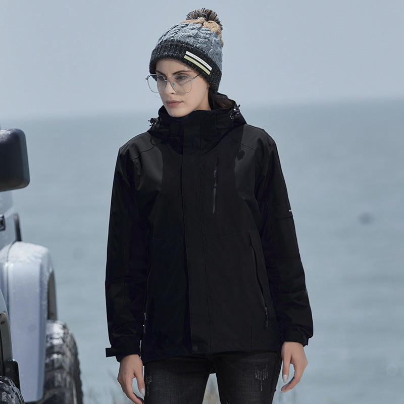 Damen technische Regen- und Freizeitjacke mit verstellbarer Kapuze und Mehrfachtaschen Echoarchiv
