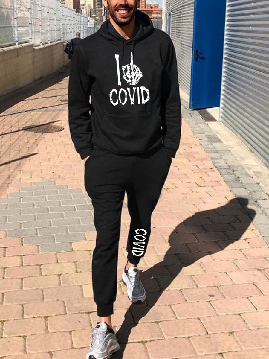 Herren Hoodie und Jogginghose Set mit mutigem Grafikdruck Echoarchiv