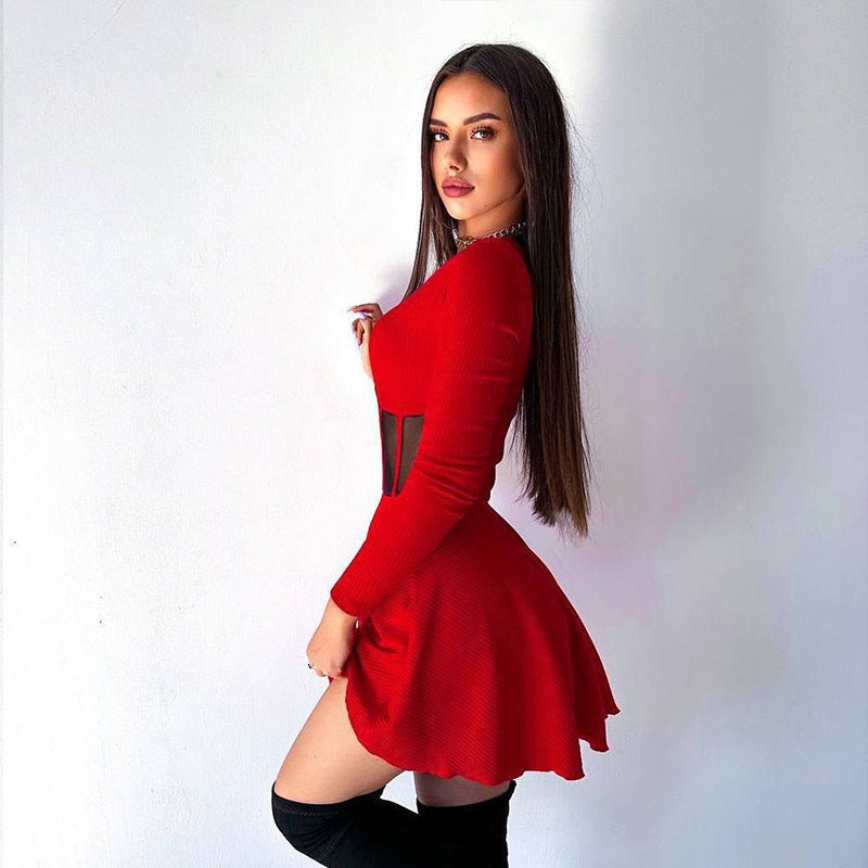 Damen Hochwertiges und elegantes Minikleid mit transparenten Einsätzen Echoarchiv