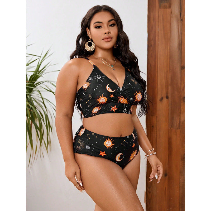 Damen Triangel-Bikini mit gebundenem Oberteil und verspieltem Sternenmuster Echo Archiv