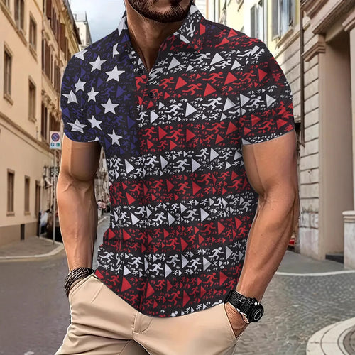 Herren Kurzarm Polo mit dynamischem Grafikdesign Echoarchiv