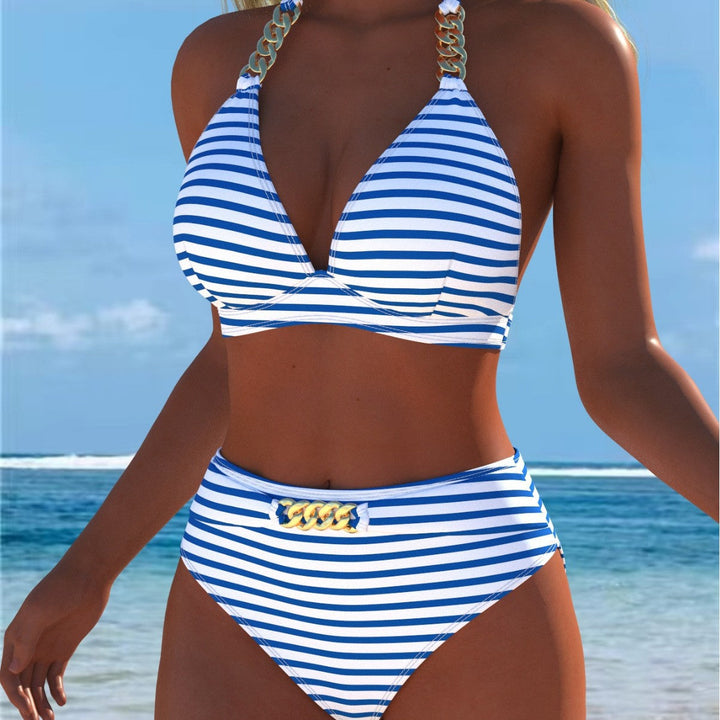 Damen Bikini mit luxuriösem Marmormuster und edlen Details Echoarchiv