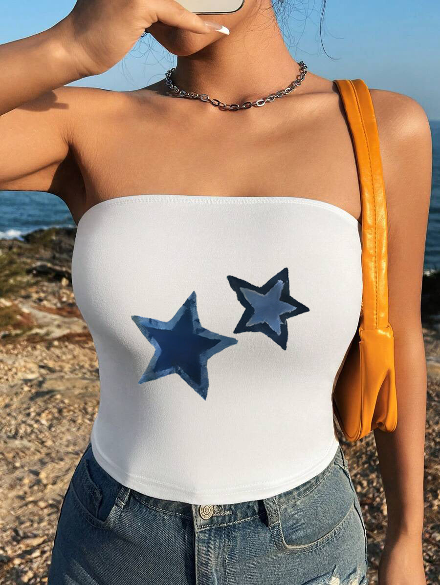 Damen Bandeau-Top mit maritimen Motiv und elastischem Material Echo Archiv